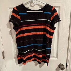 Free People Striped Black and Orange Tee